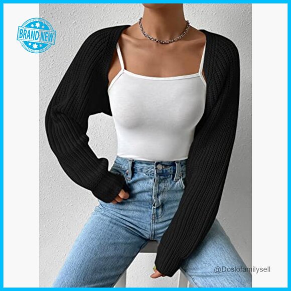 Y2K Cropped Cardigan Lightweight Knit Open Front Bolero Shrug Spring Fall - Picture 5 of 6